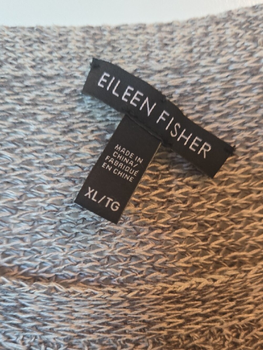 Eileen Fisher Heather Gray Knit Boat Neck Tunic Sweater Organic Linen XL - Picture 2 of 6